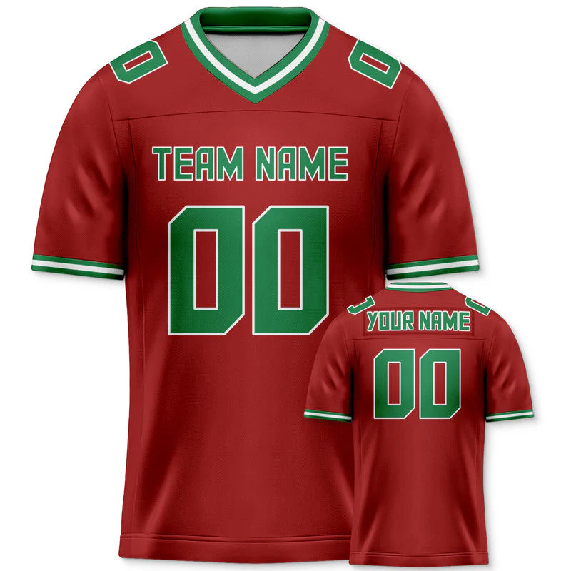 Custom Red Green Mesh Authentic Football Jersey