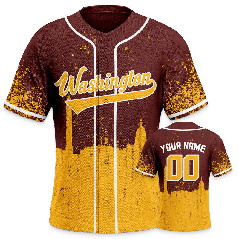 Custom 3D Graffiti Crimson Gold-White Authentic Baseball Silhouette Jersey