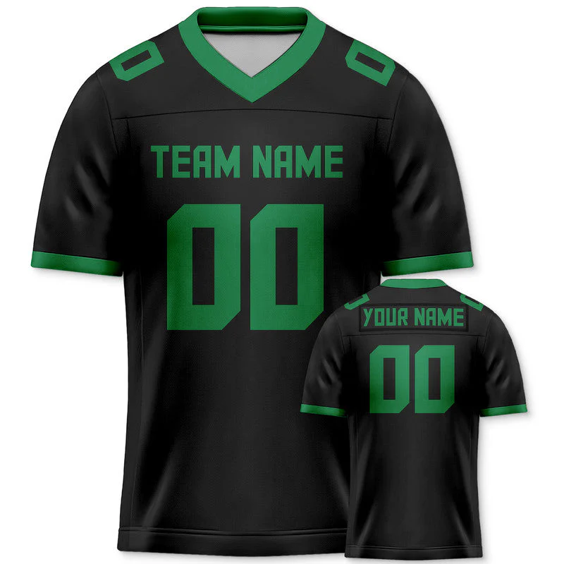 Custom Black Green Mesh Authentic Football Jersey