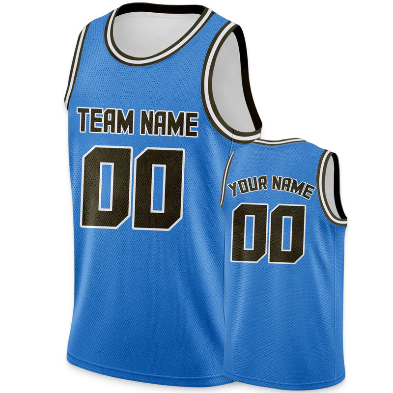 Custom Powder Blue Olive Round Neck Rib-Knit Basketball Jersey