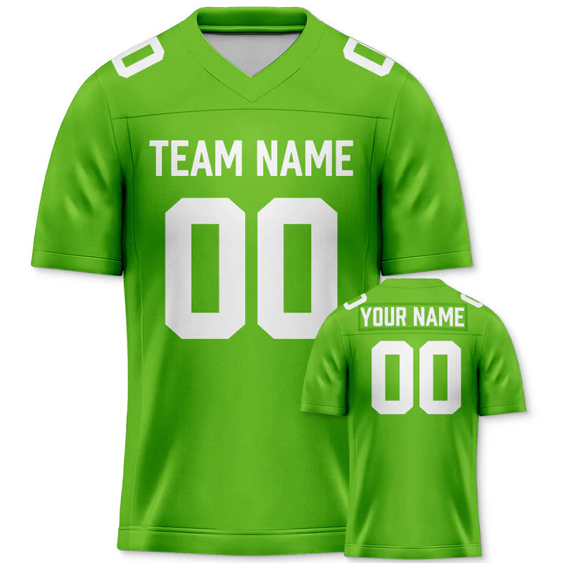 Custom Neon Green White Mesh Authentic Football Jersey1